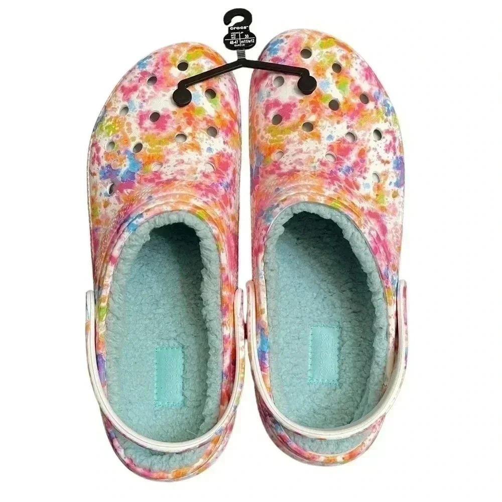 Crocs Classic Fleeced Lined Tie Dye Slip On Clogs Men’s size 12